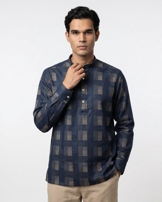 Neel Geometric Giza Cotton Short Kurta