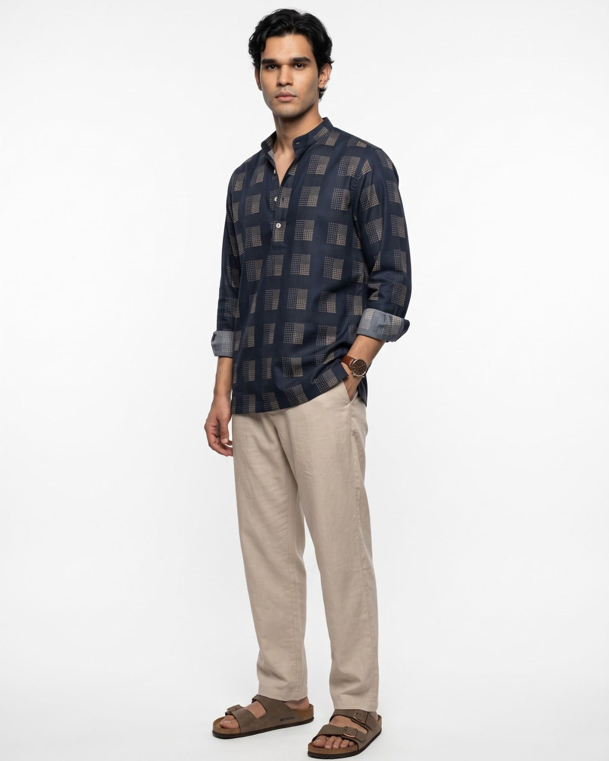 Neel Geometric Giza Cotton Short Kurta