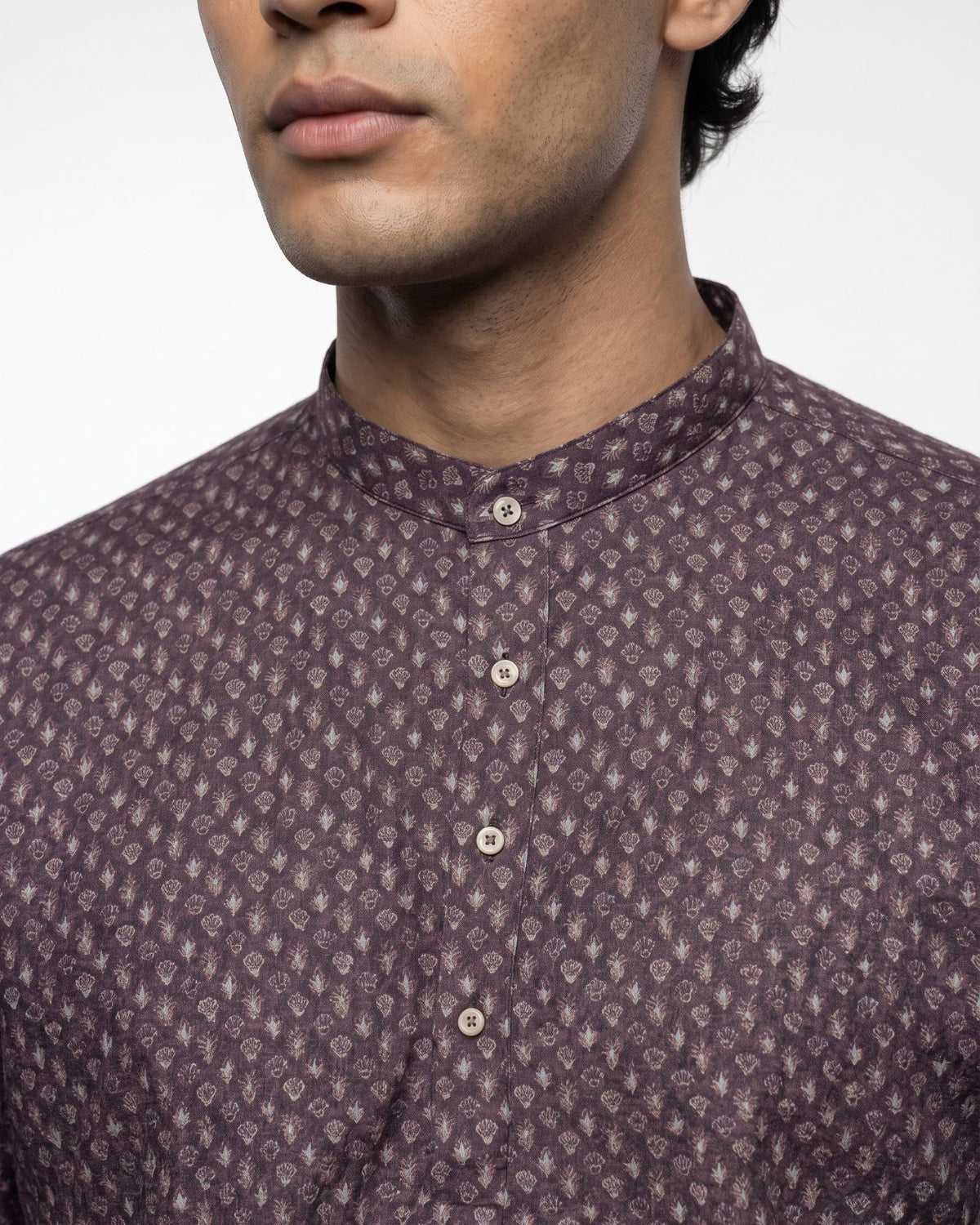 Plum Booti Print Short Kurta