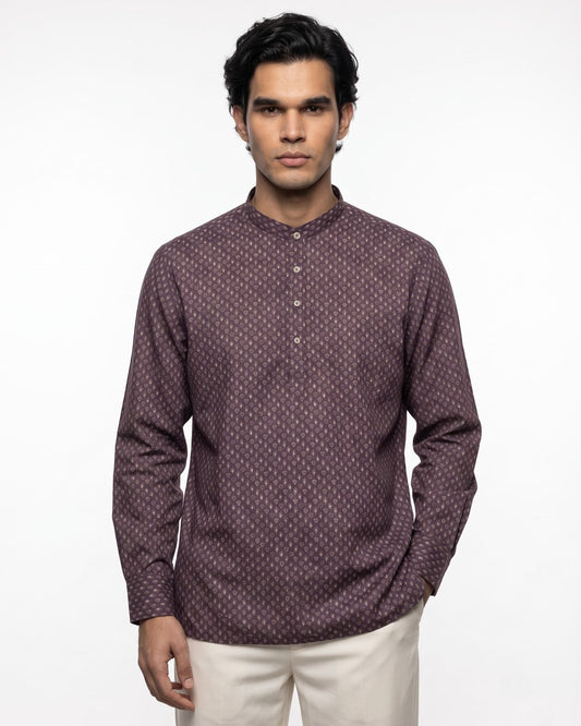 Plum Booti Print Short Kurta
