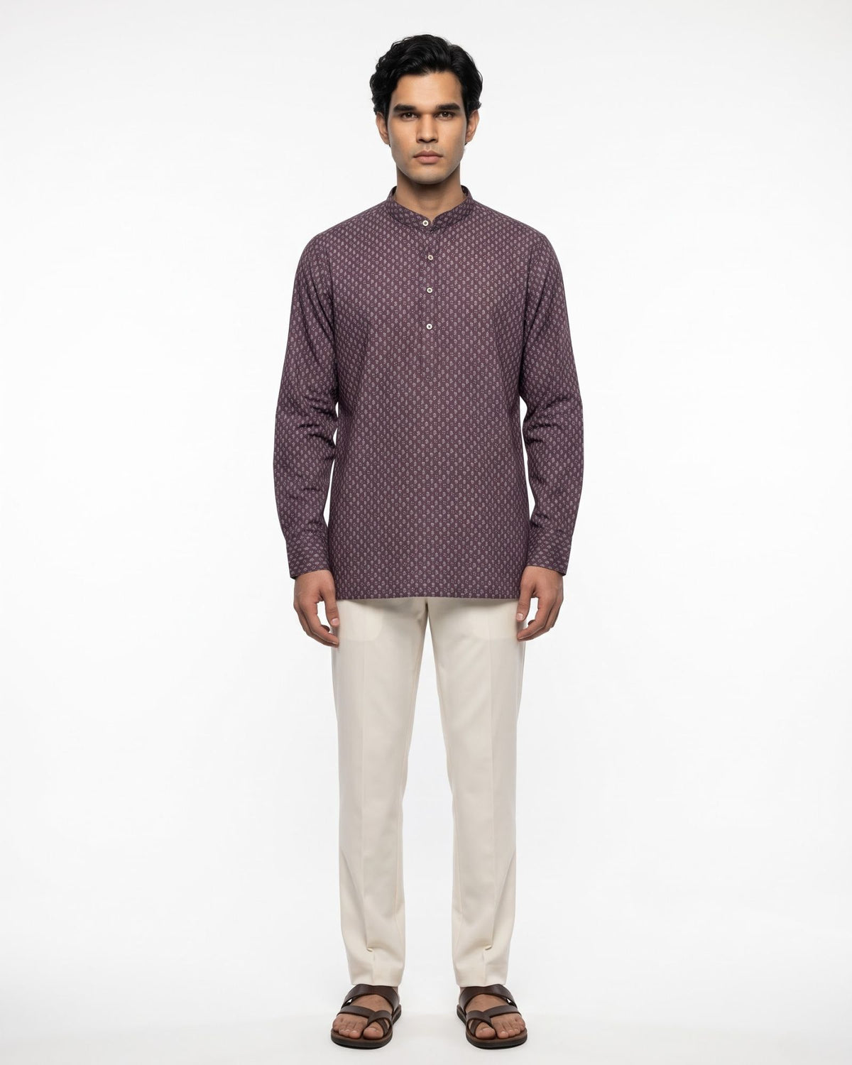 Plum Booti Print Short Kurta