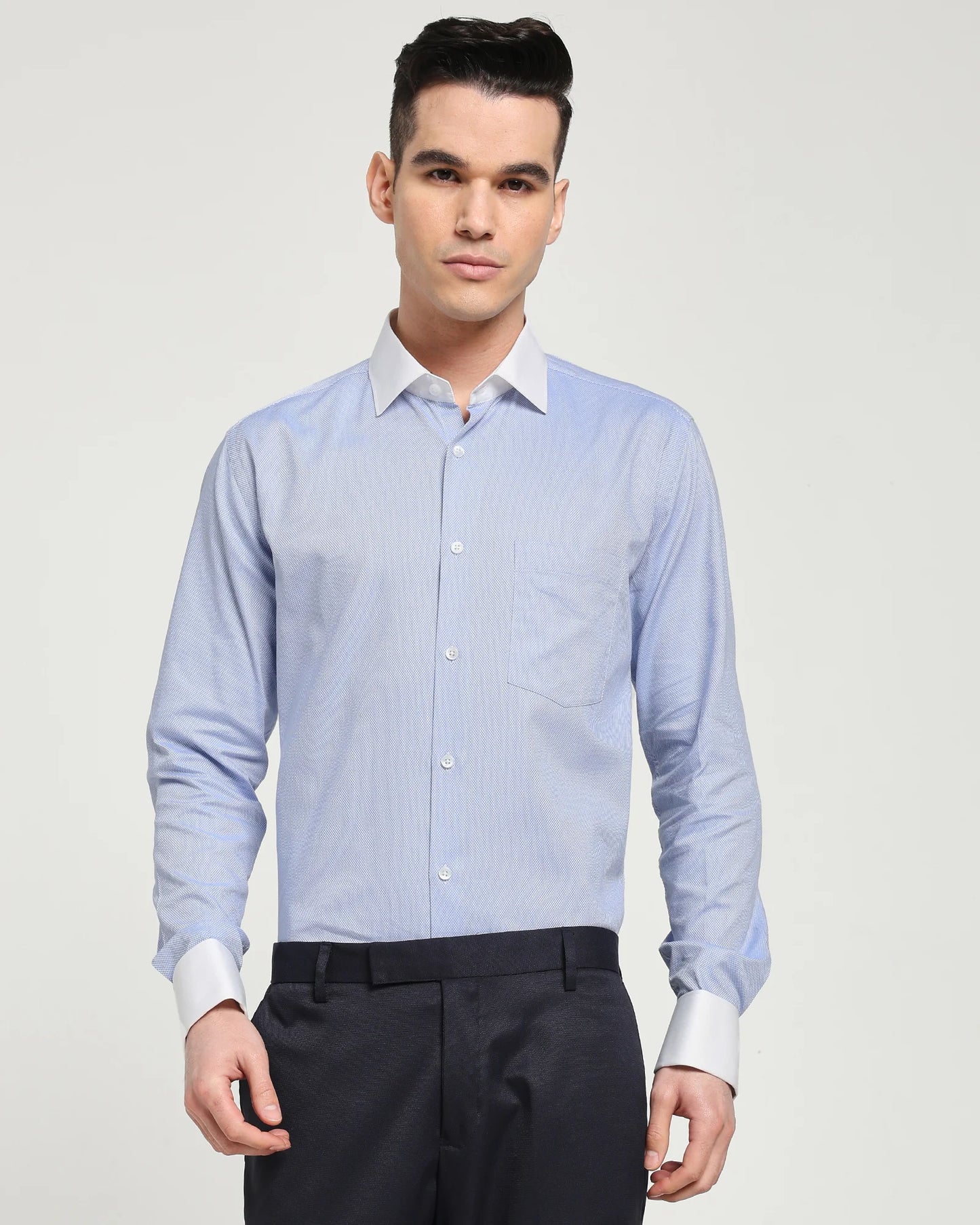 Powder Crest Contrast Collar Shirt