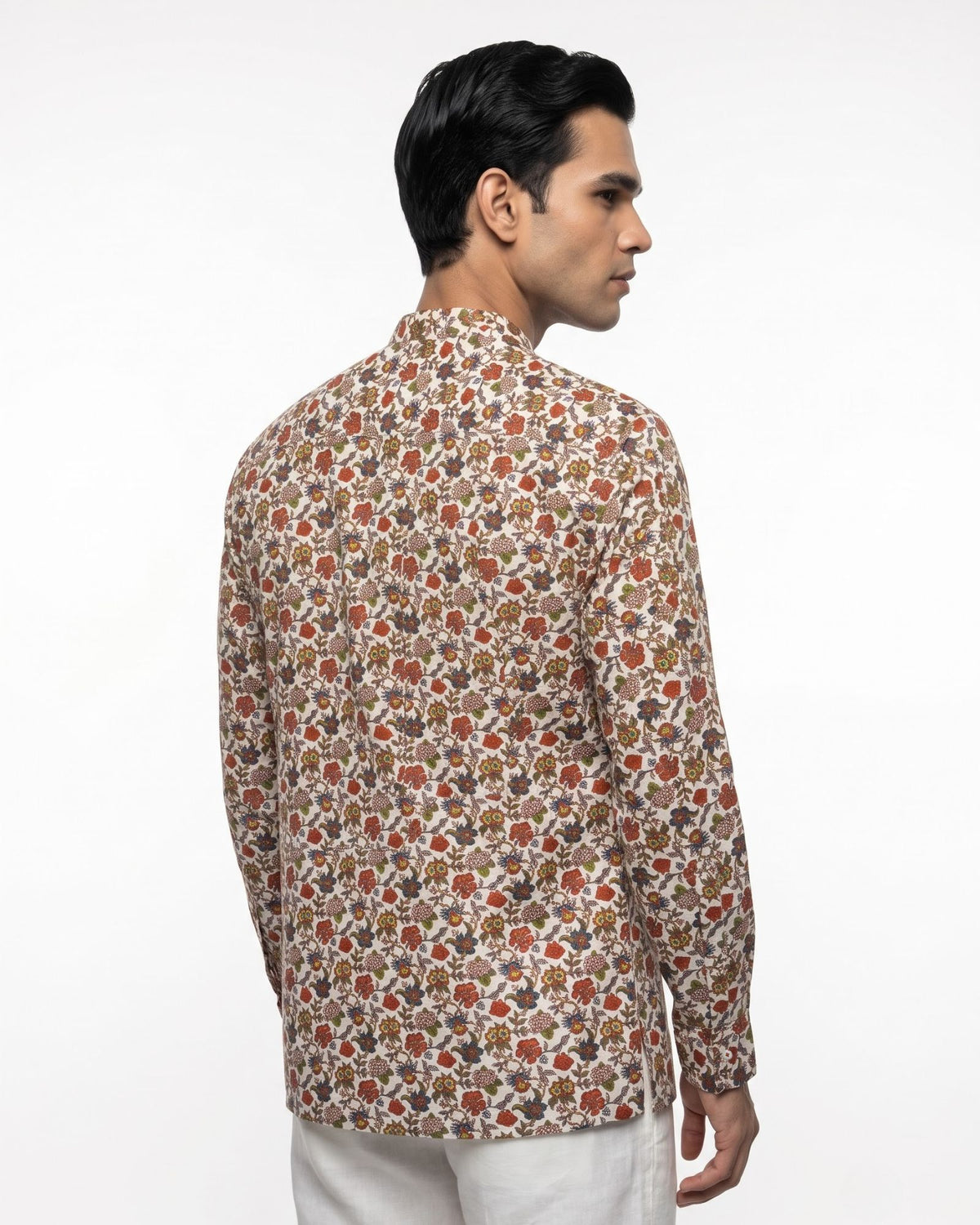 Rangbagh White Floral Short Kurta
