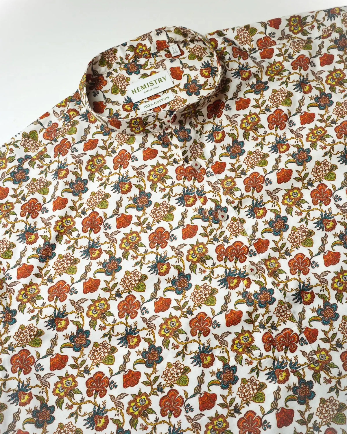 Rangbagh White Floral Short Kurta