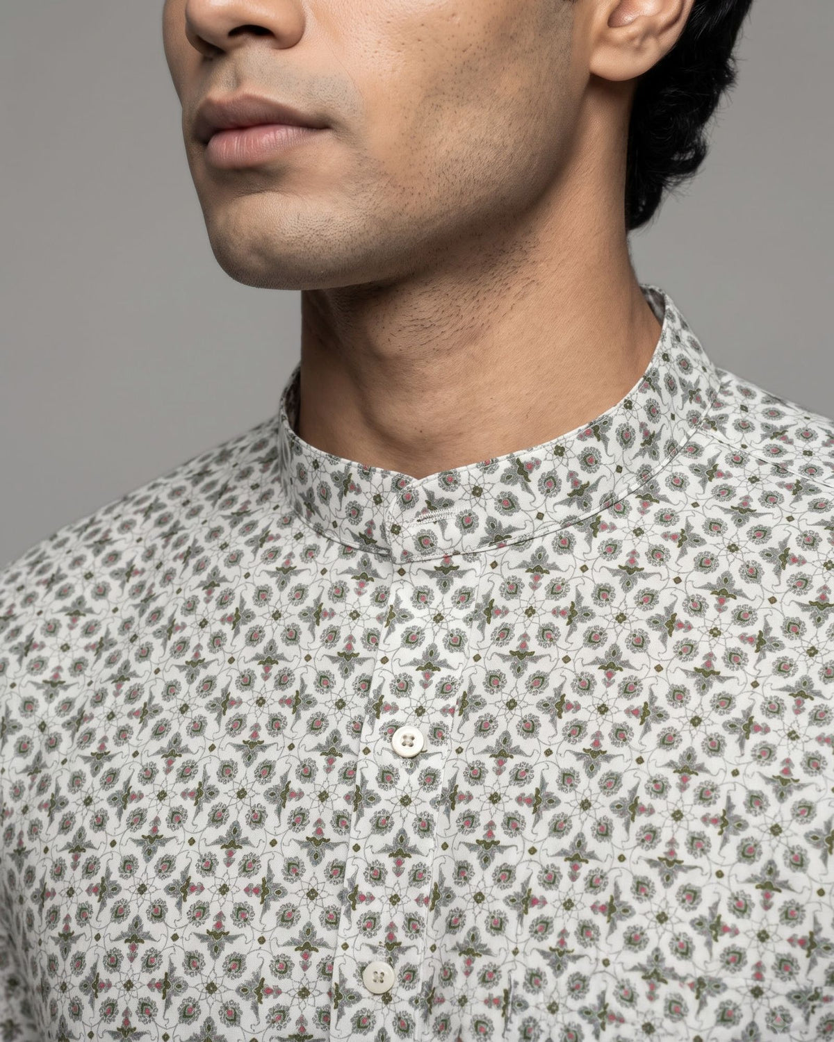 Sage Floral Jaali Short Kurta