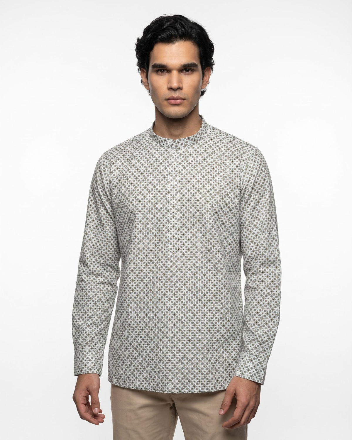 Sage Floral Jaali Short Kurta