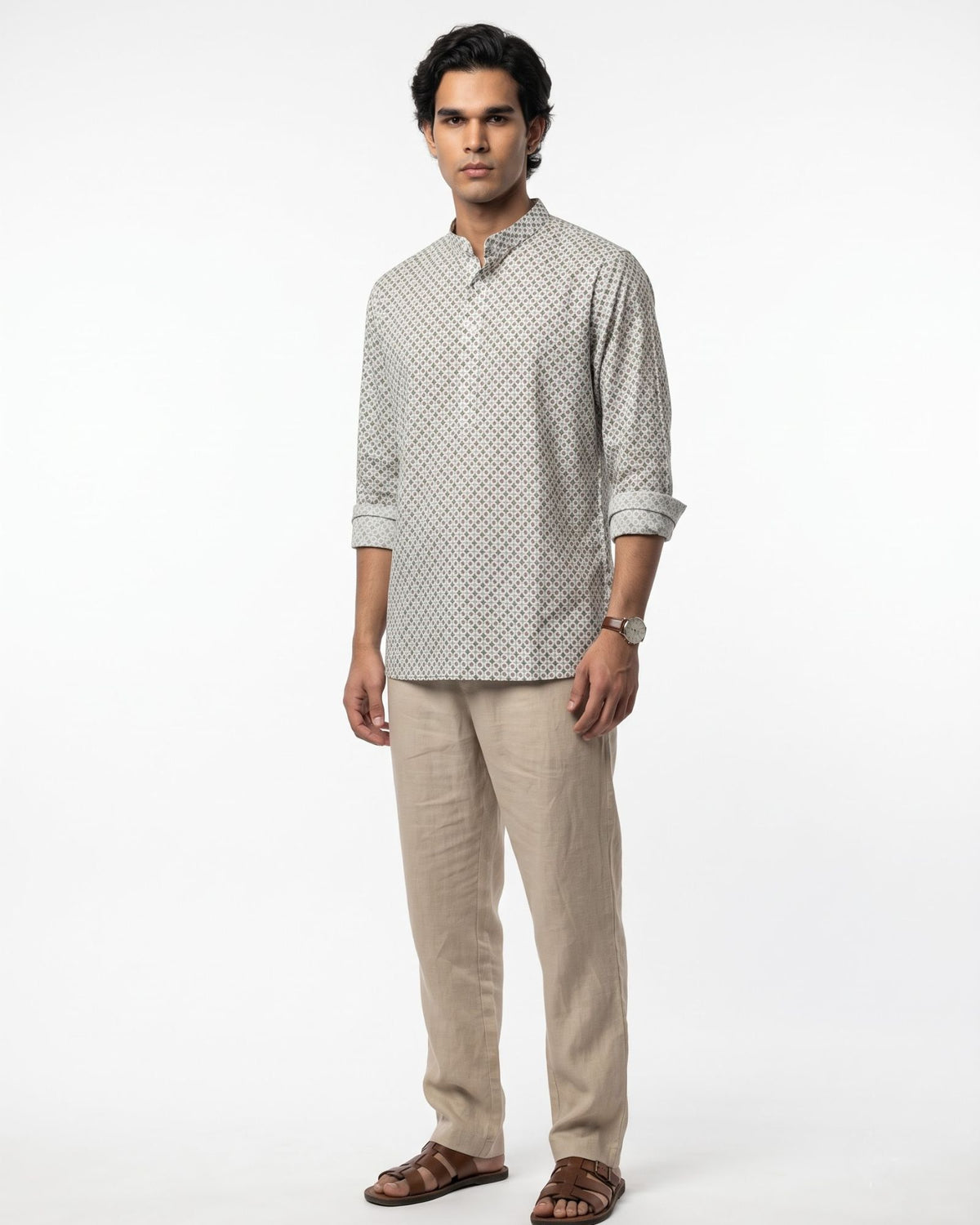 Sage Floral Jaali Short Kurta