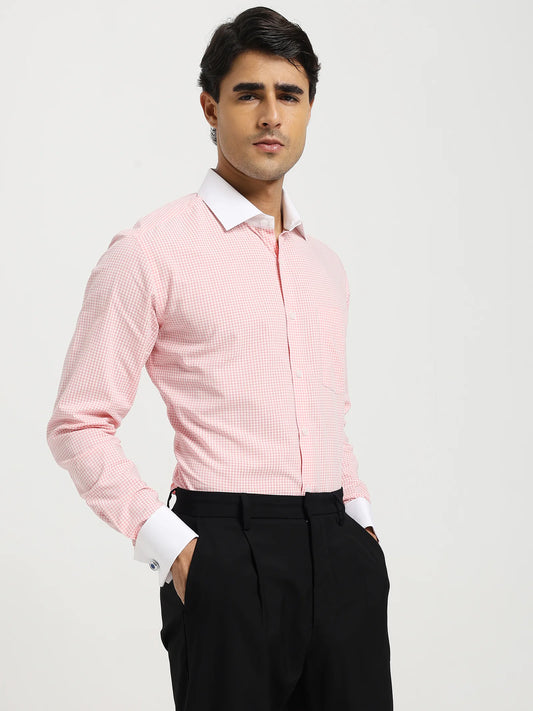 Sakura Microcheck Contrast Collar Shirt
