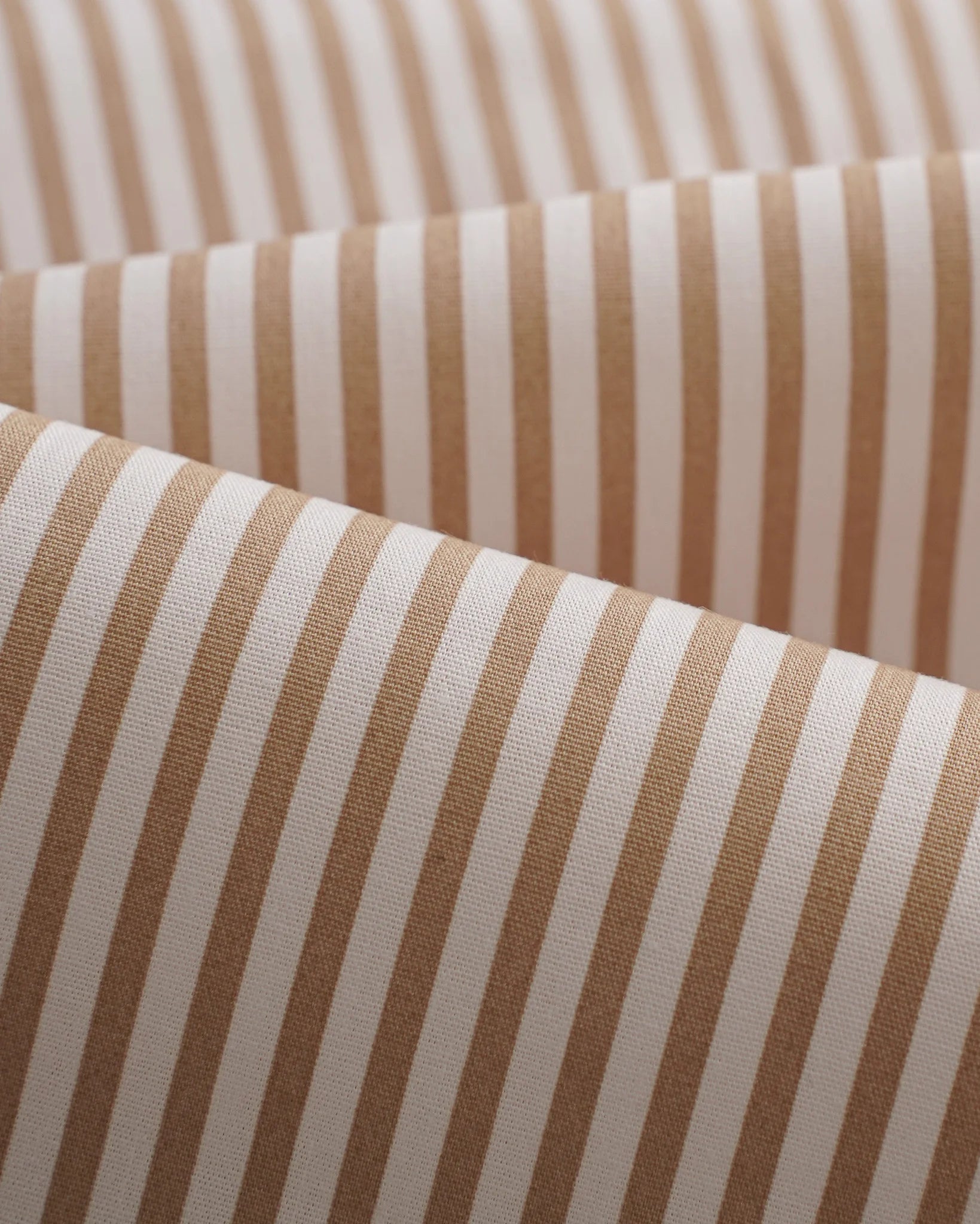 Sandstone brown and white striped cotton poplin fabric texture
