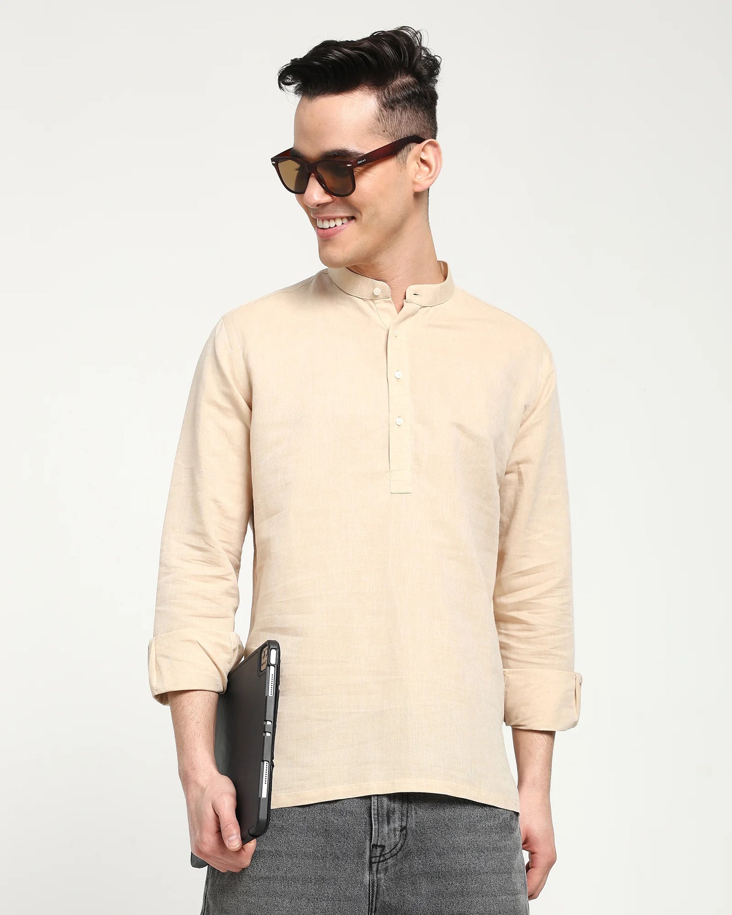 Sundune Cotton Linen Short Kurta