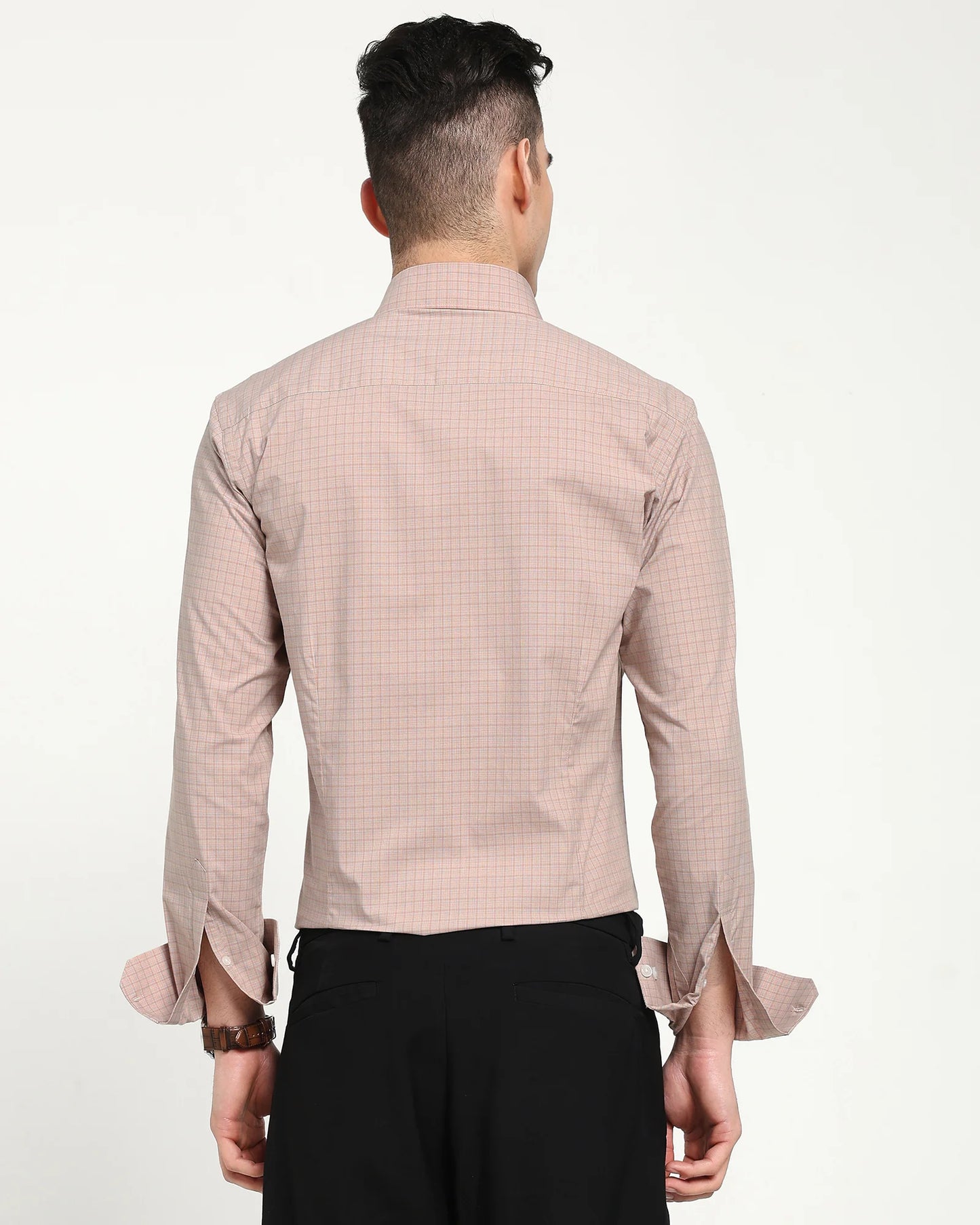 Terracotta Check Button‑Down Shirt