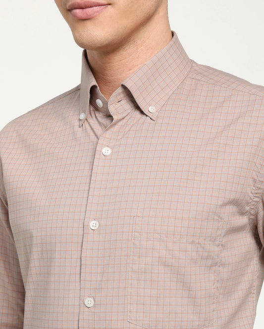 Terracotta Check Button‑Down Shirt