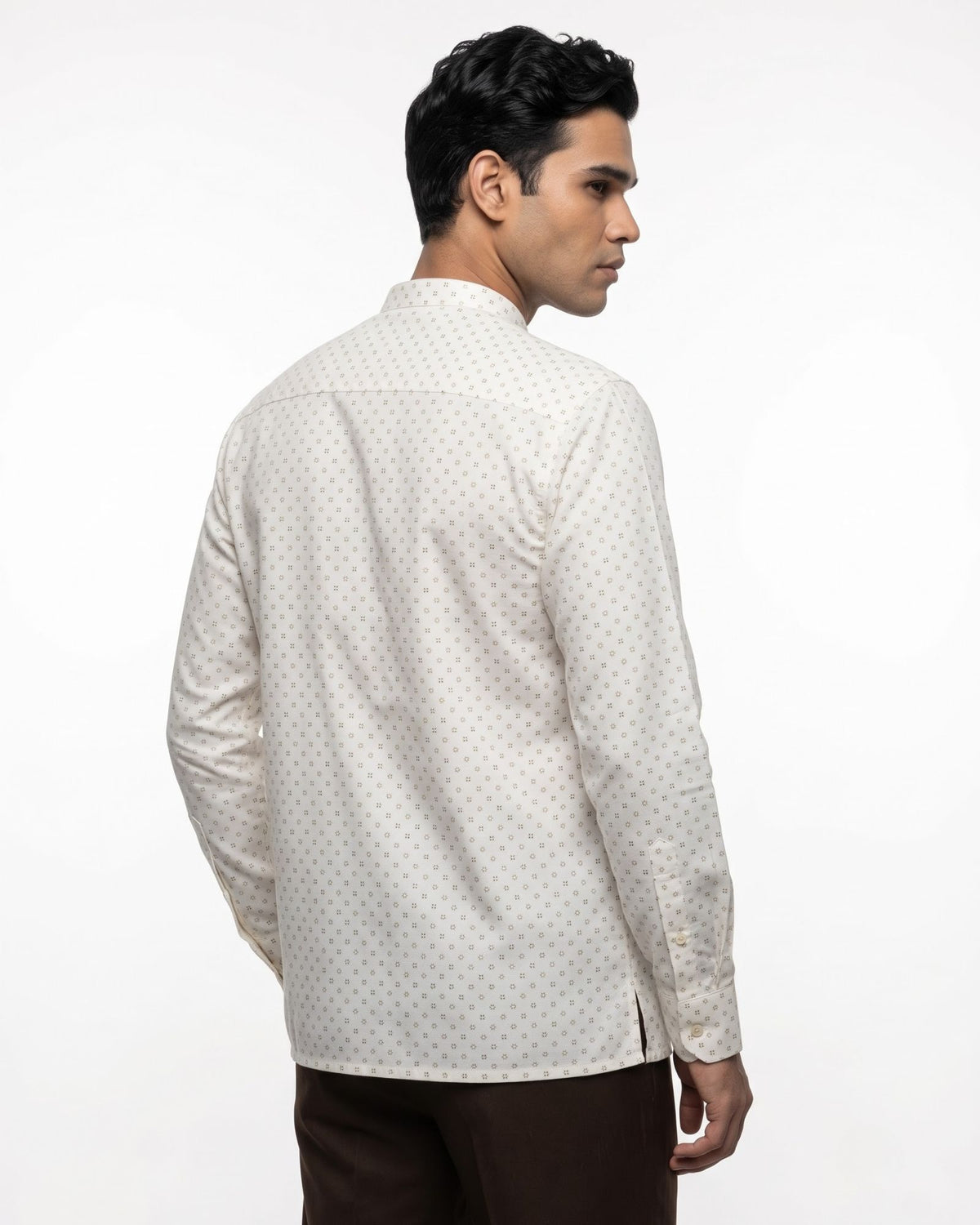 White Gold Star Motif Short Kurta